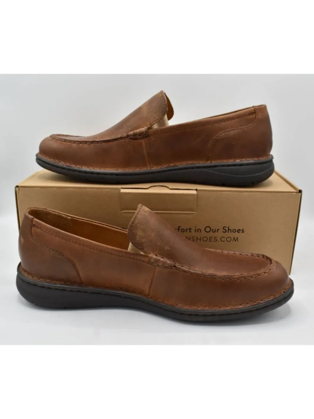 Born Mens Size 9.5 Thatcher Rust Full Grain Leather‎ Dark Brown Loafers Shoes